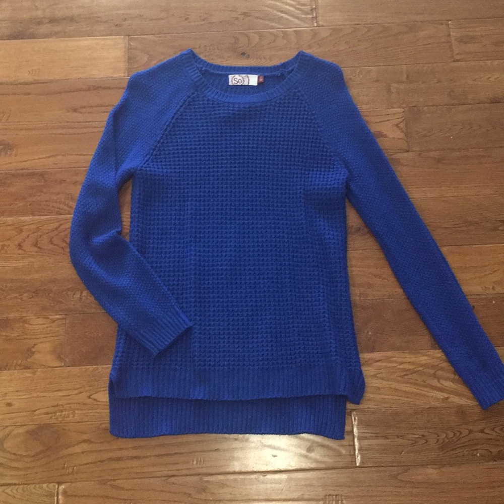 SO Royal Blue Waffle Knit Sweater